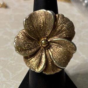 Vintage Charles Garnier Sterling Vermeil Flower Ring, sz 7